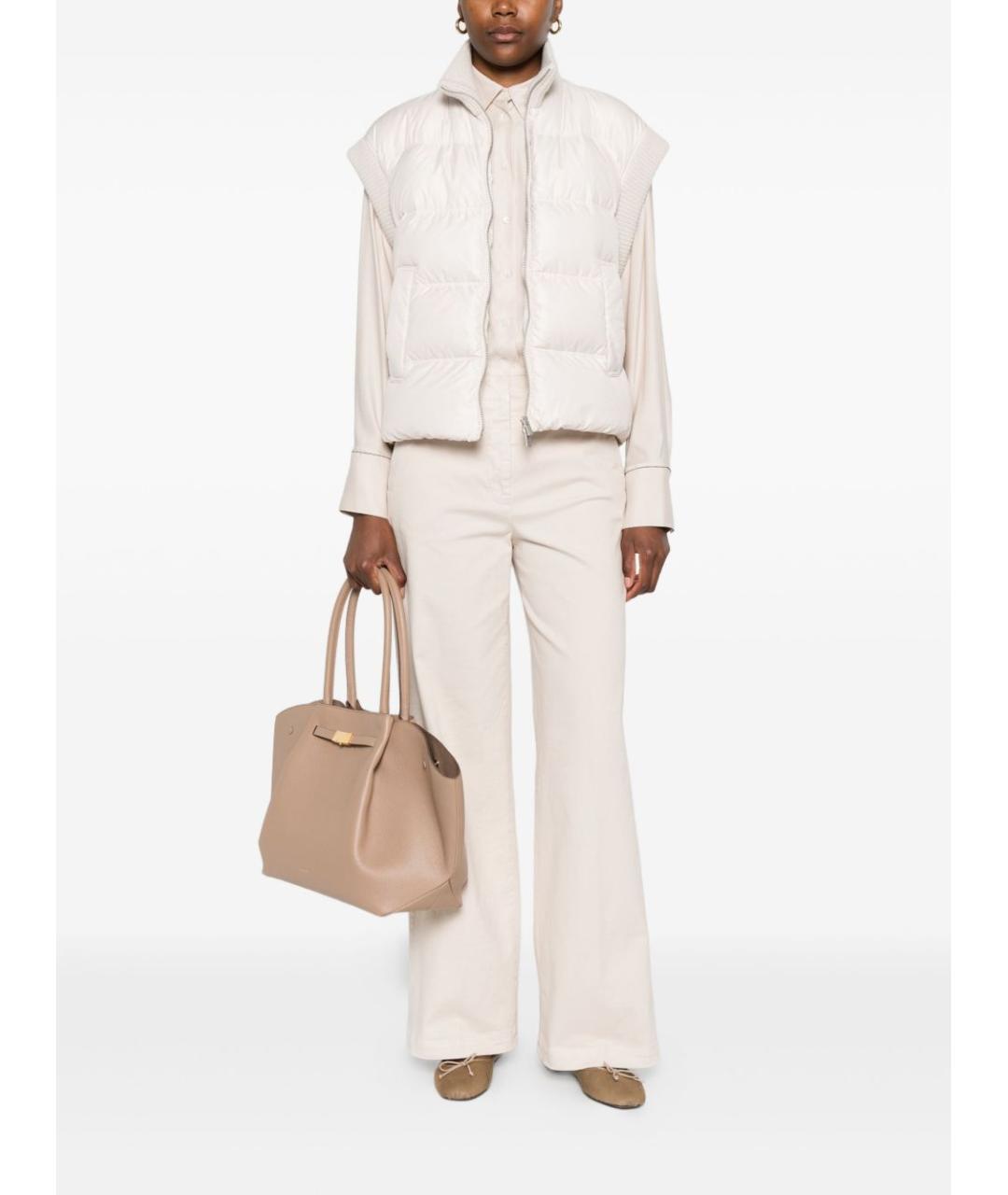 PESERICO Бежевые хлопковые прямые брюки, фото 3