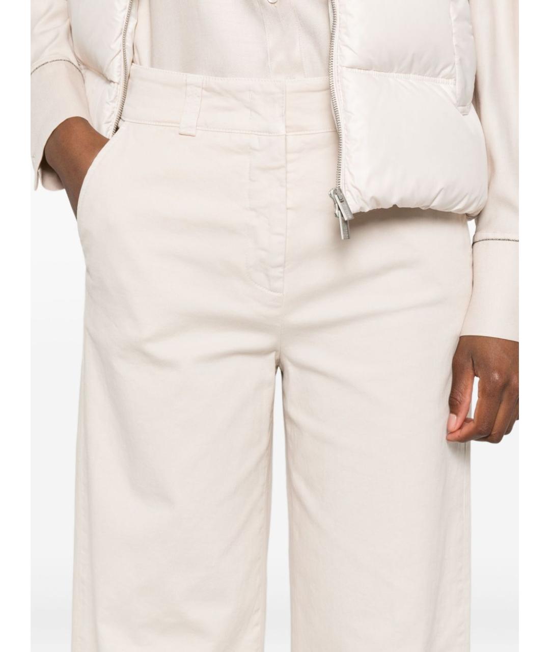 PESERICO Бежевые хлопковые прямые брюки, фото 2