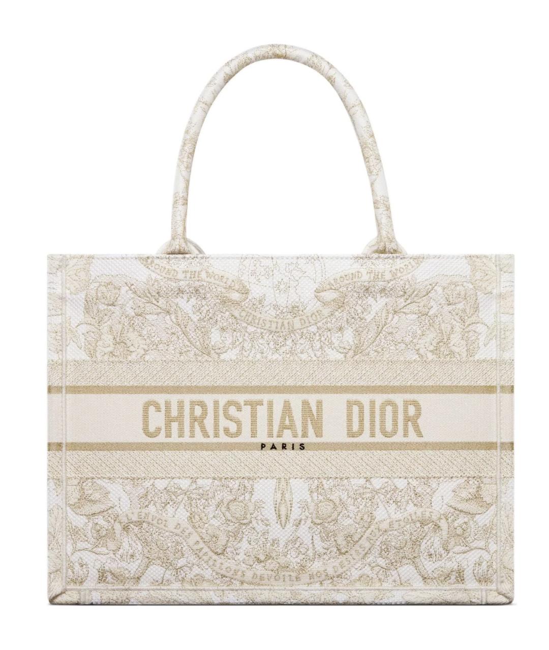 CHRISTIAN DIOR Бежевая тканевая сумка тоут, фото 3