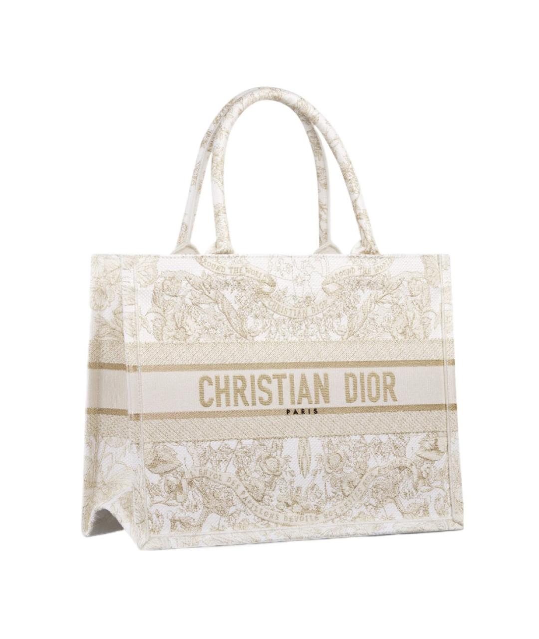 CHRISTIAN DIOR Бежевая тканевая сумка тоут, фото 2