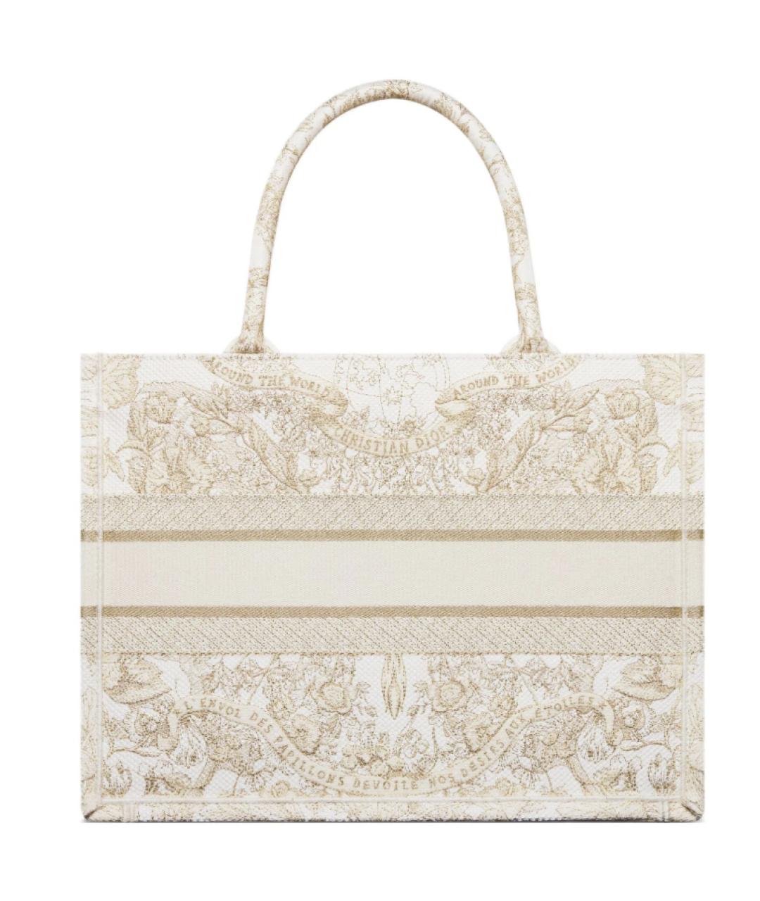 CHRISTIAN DIOR Бежевая тканевая сумка тоут, фото 4