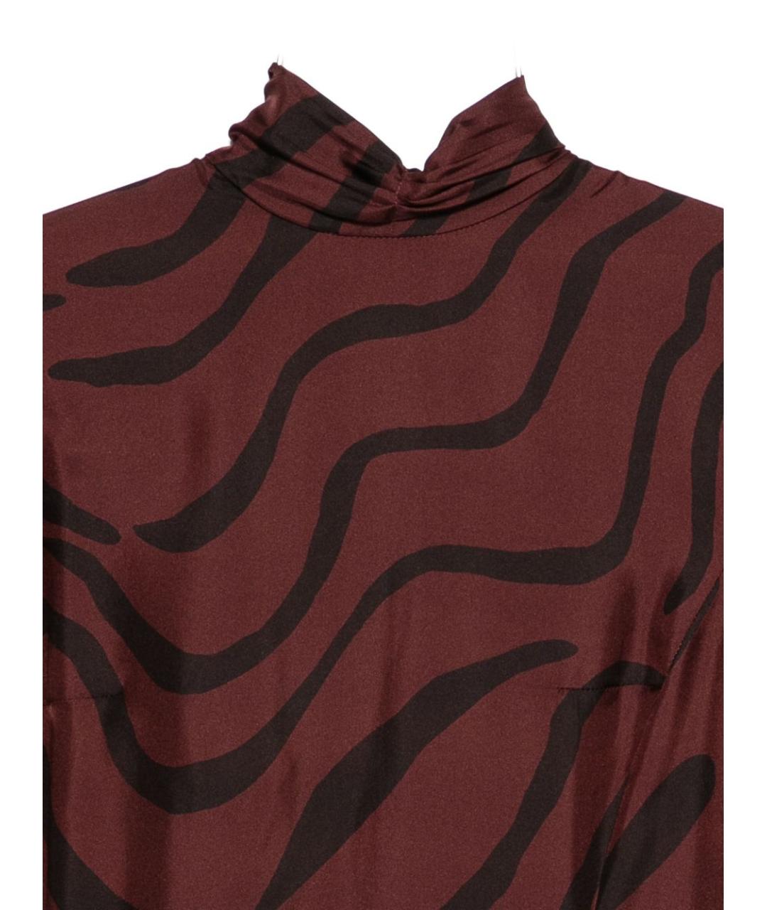 RAQUEL DINIZ Бордовое шелковое повседневное платье, фото 3