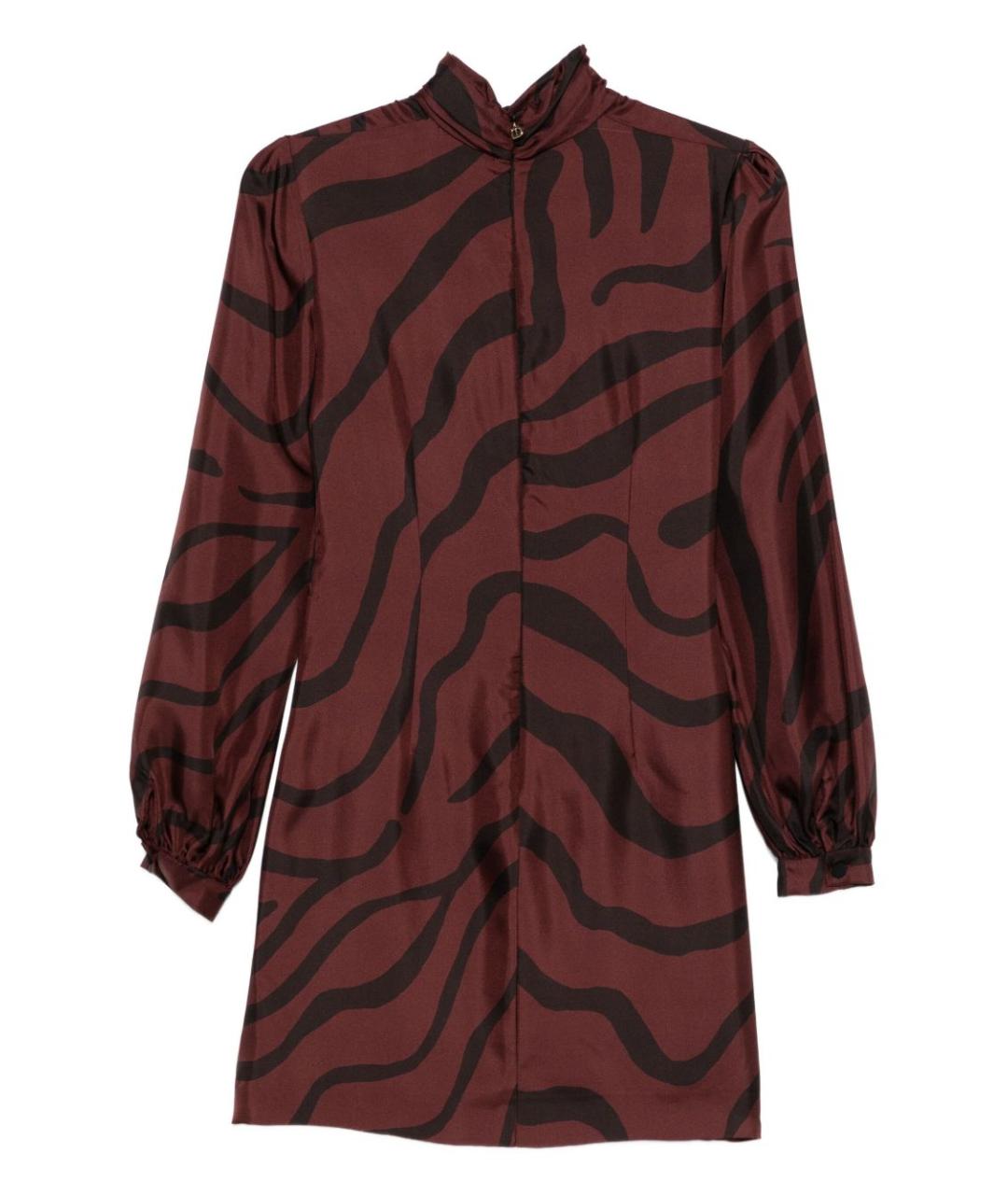 RAQUEL DINIZ Бордовое шелковое повседневное платье, фото 2