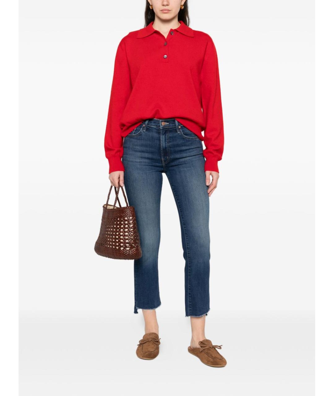 MOTHER Синие хлопковые прямые джинсы, фото 3