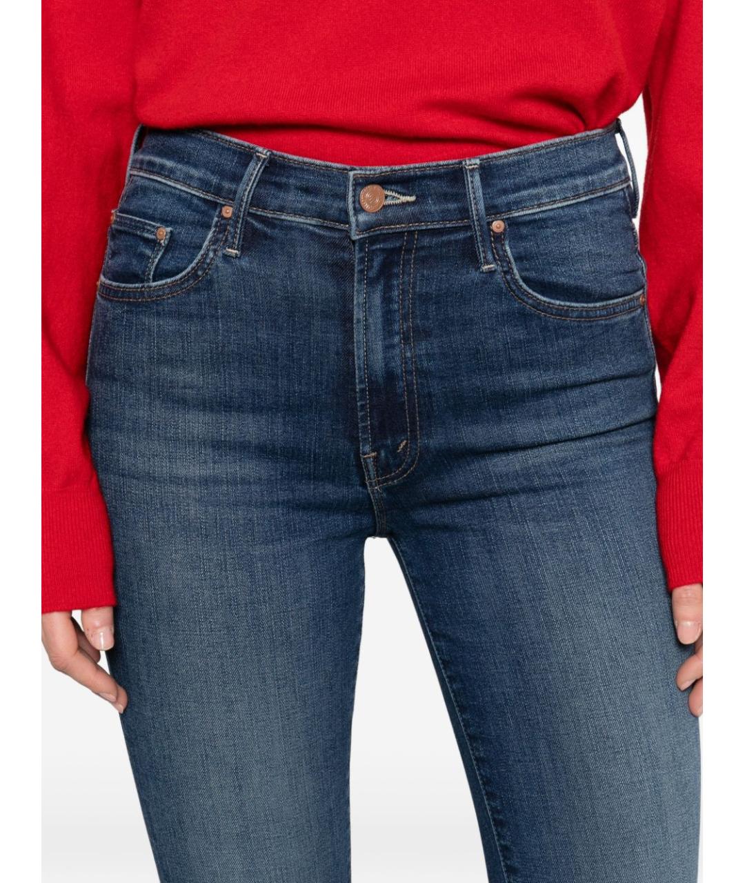 MOTHER Синие хлопковые прямые джинсы, фото 4