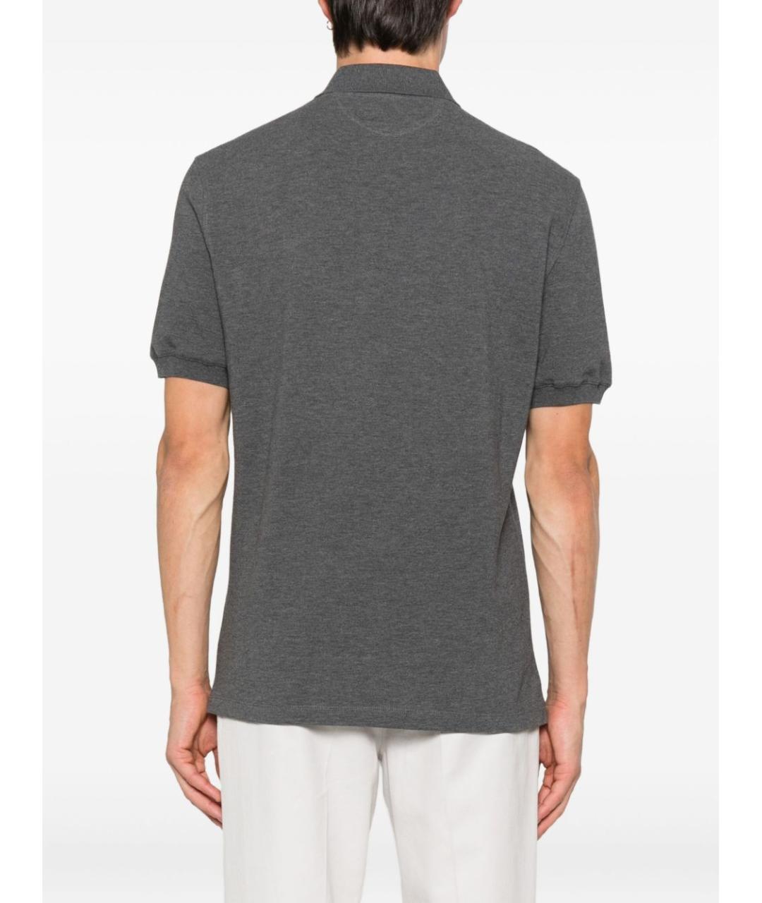 BRUNELLO CUCINELLI Серое хлопковое поло с коротким рукавом, фото 4