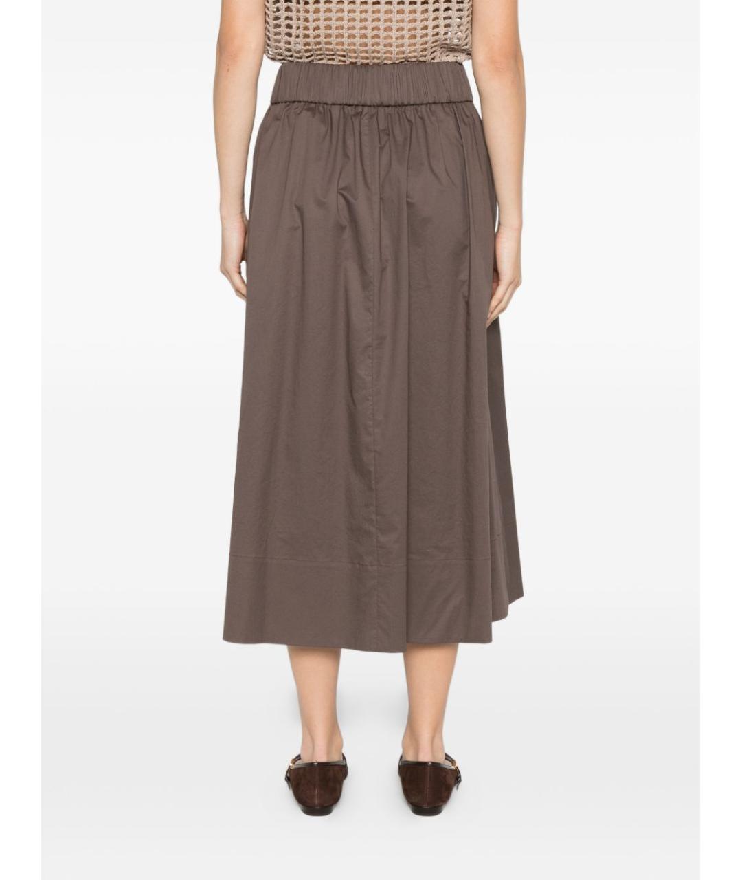 PESERICO Коричневая хлопковая юбка миди, фото 4
