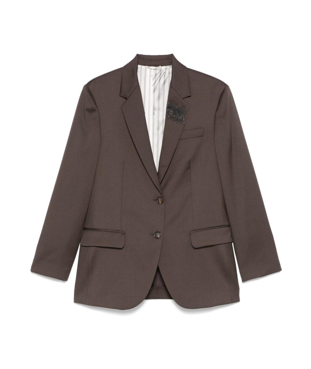 BRUNELLO CUCINELLI Коричневый шерстяной жакет/пиджак, фото 1