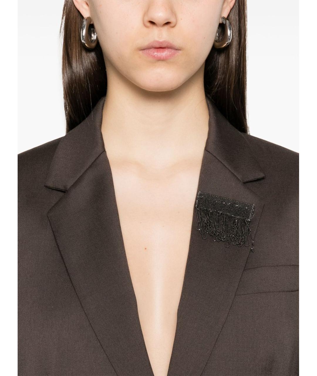 BRUNELLO CUCINELLI Коричневый шерстяной жакет/пиджак, фото 3