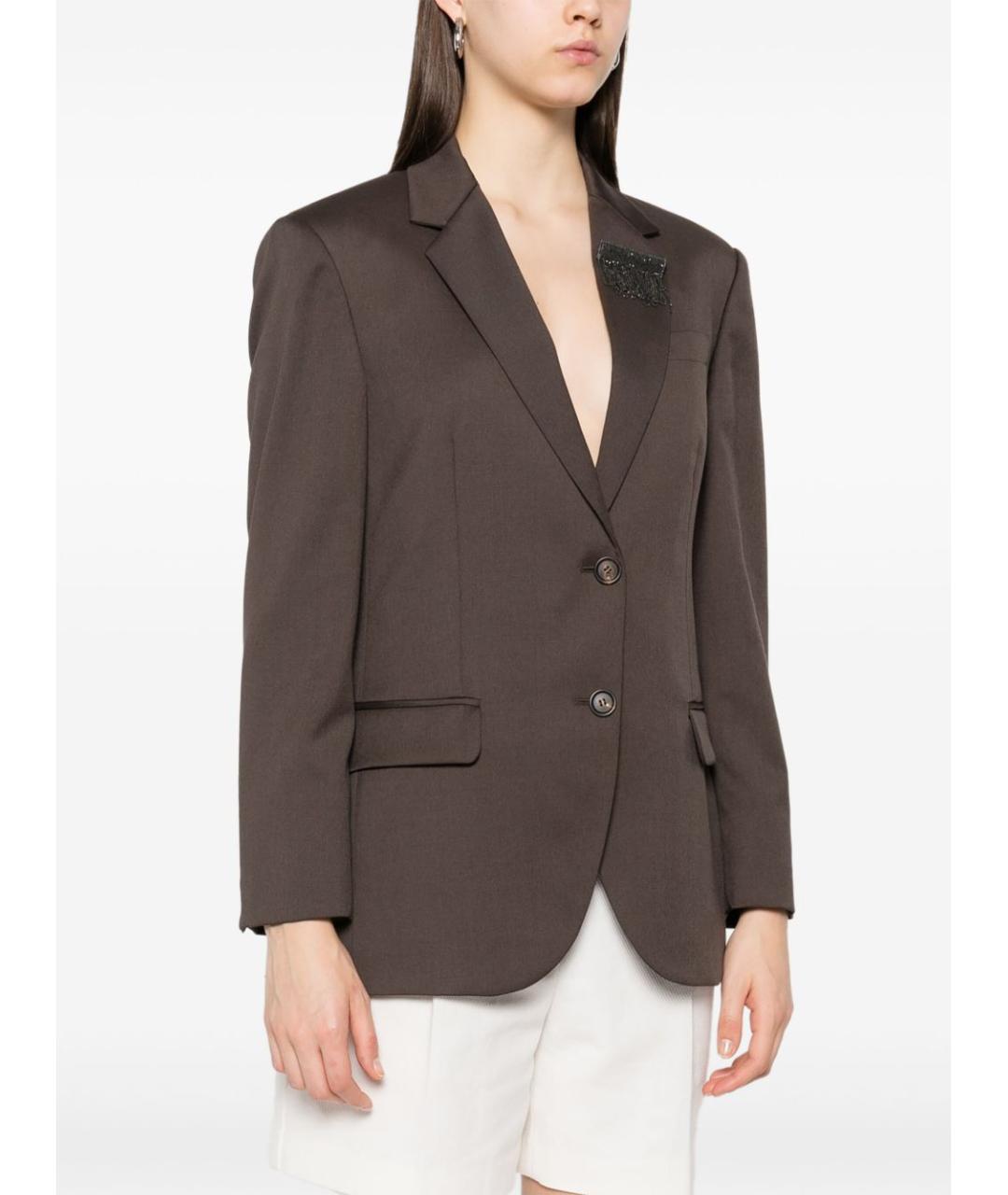 BRUNELLO CUCINELLI Коричневый шерстяной жакет/пиджак, фото 5