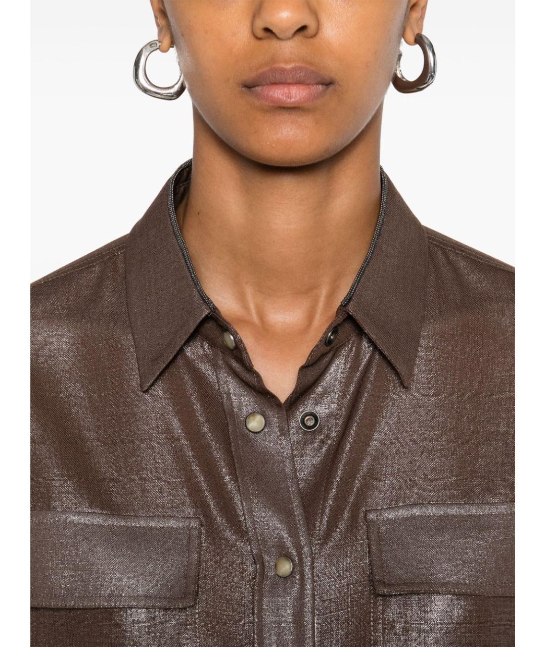 BRUNELLO CUCINELLI Коричневая рубашка, фото 4
