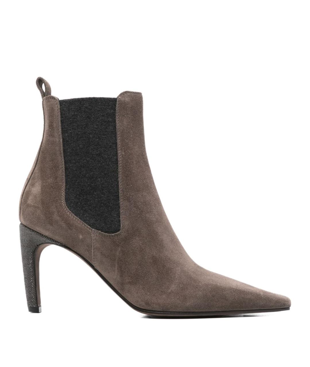 BRUNELLO CUCINELLI Коричневые кожаные ботильоны, фото 1