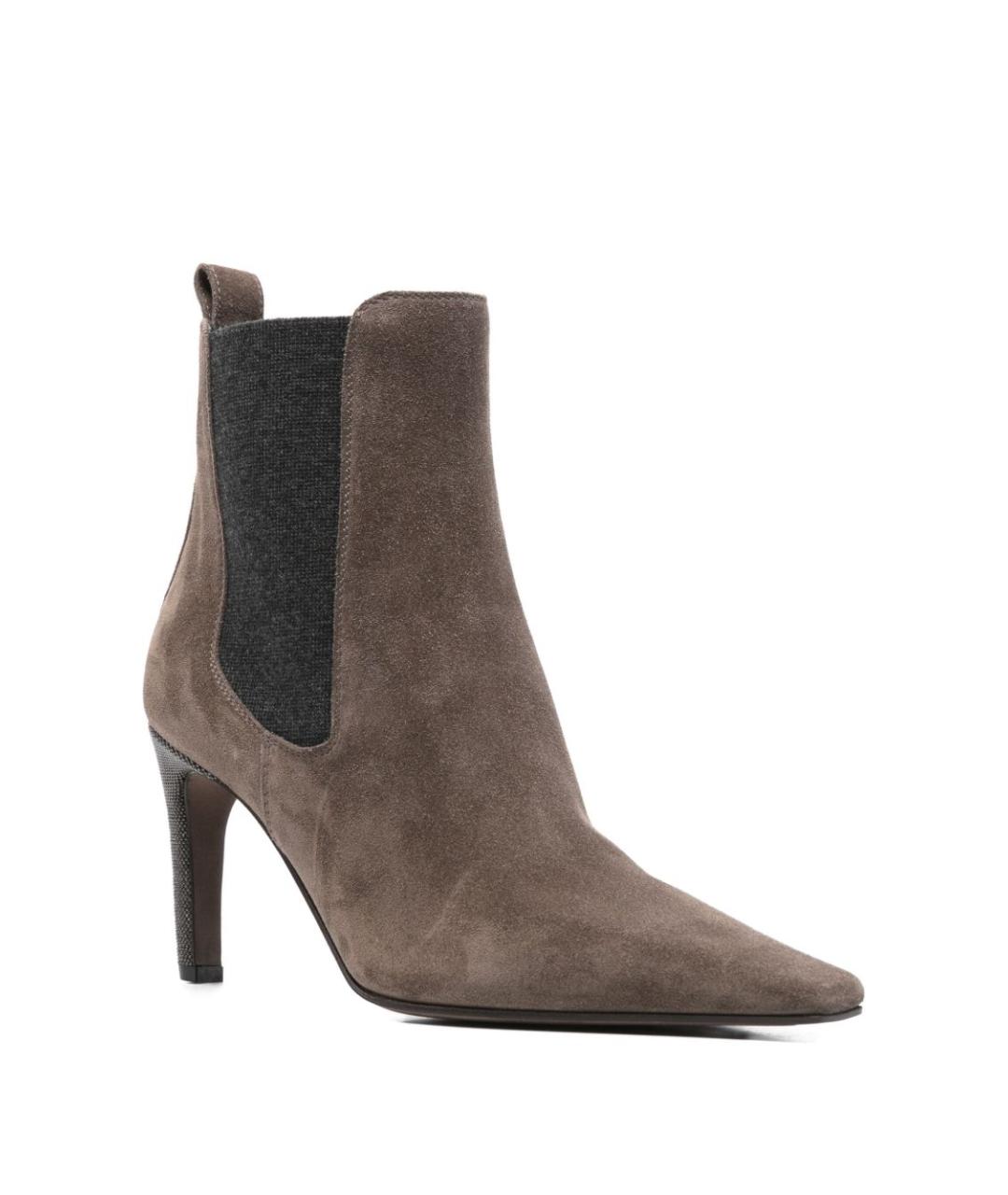 BRUNELLO CUCINELLI Коричневые кожаные ботильоны, фото 4