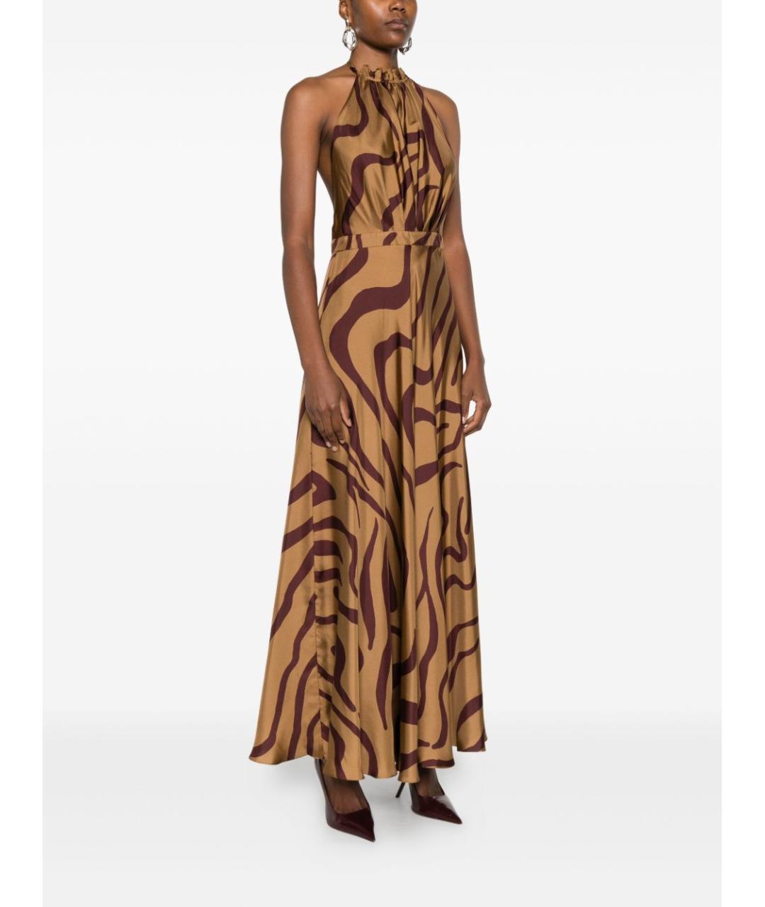 RAQUEL DINIZ Бежевое шелковое вечернее платье, фото 5