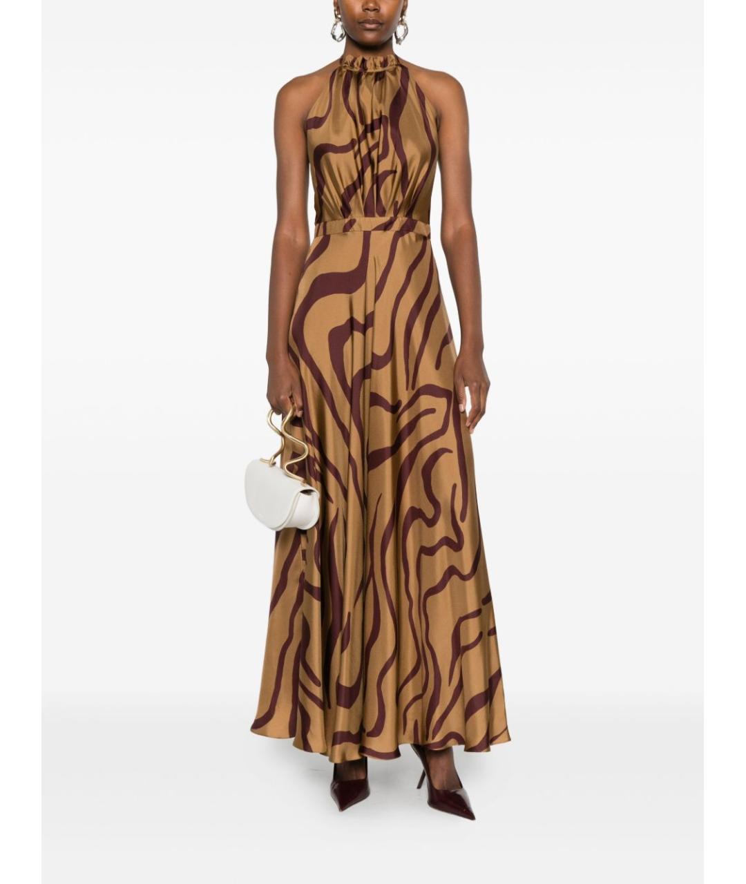 RAQUEL DINIZ Бежевое шелковое вечернее платье, фото 3