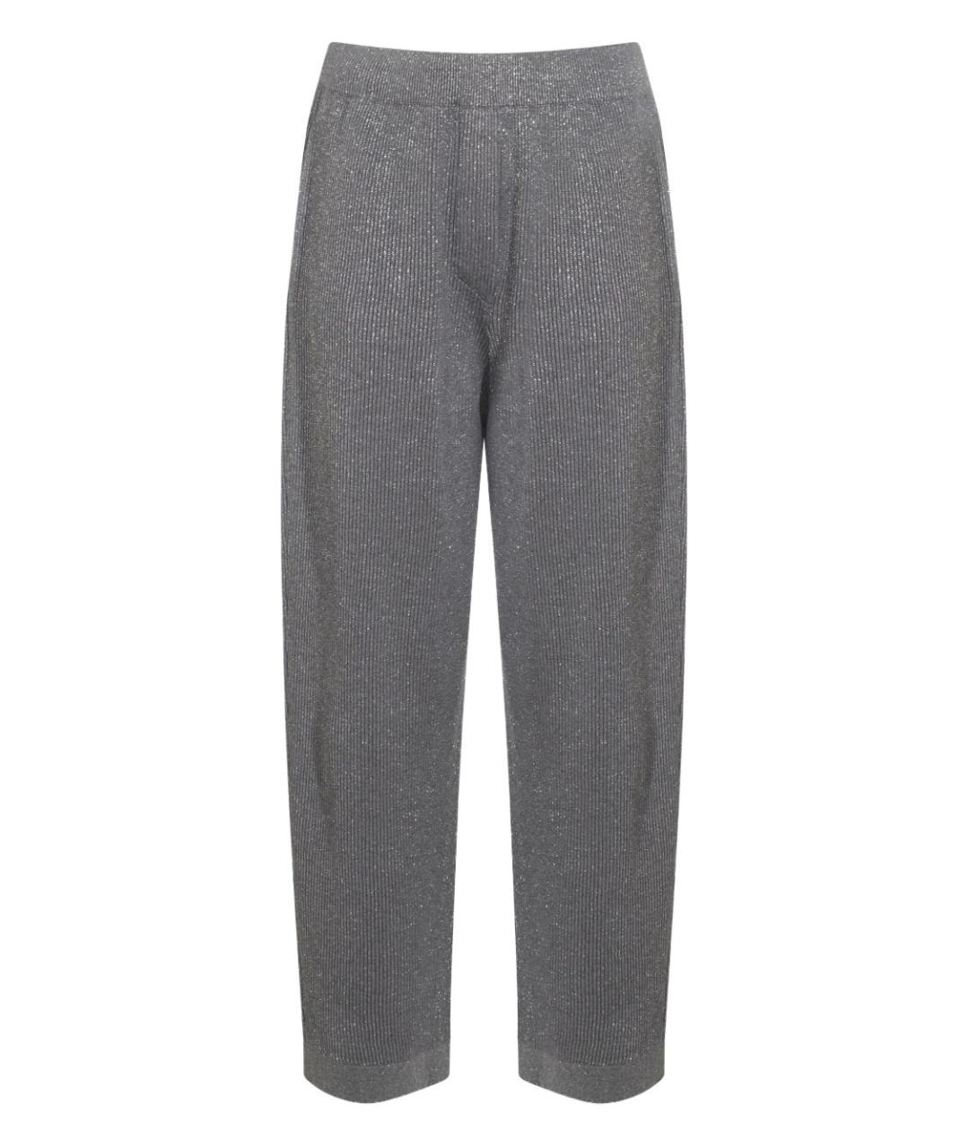 BRUNELLO CUCINELLI Серые хлопковые прямые брюки, фото 1