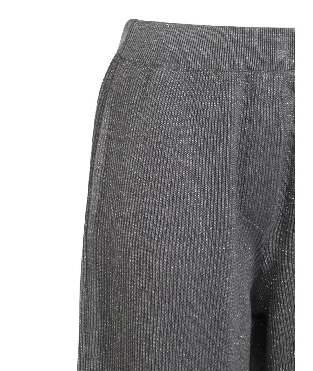 BRUNELLO CUCINELLI Серые хлопковые прямые брюки, фото 3