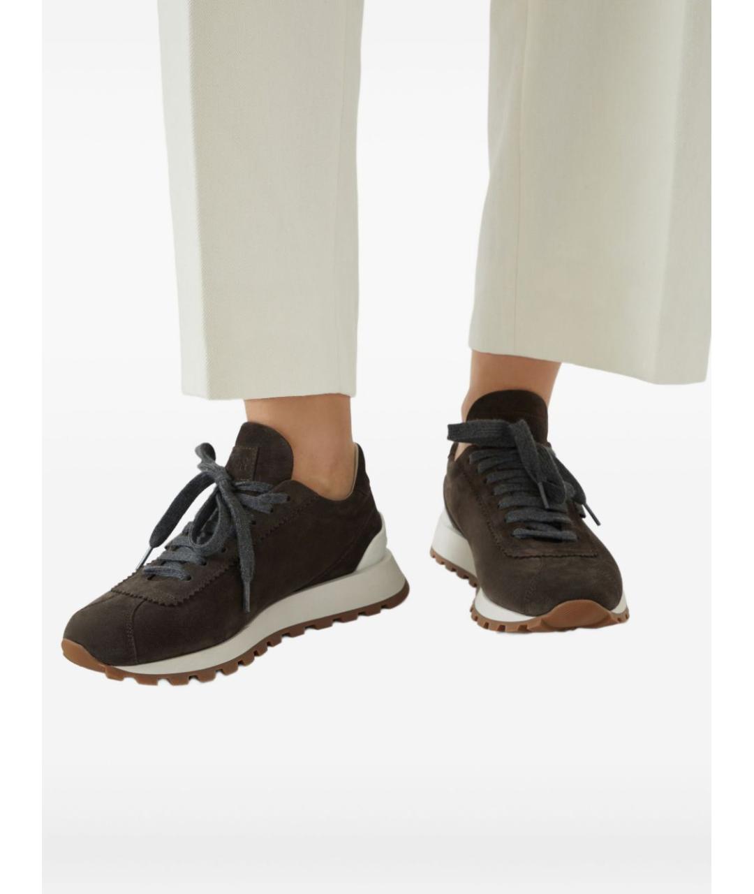 BRUNELLO CUCINELLI Коричневые замшевые кроссовки, фото 4