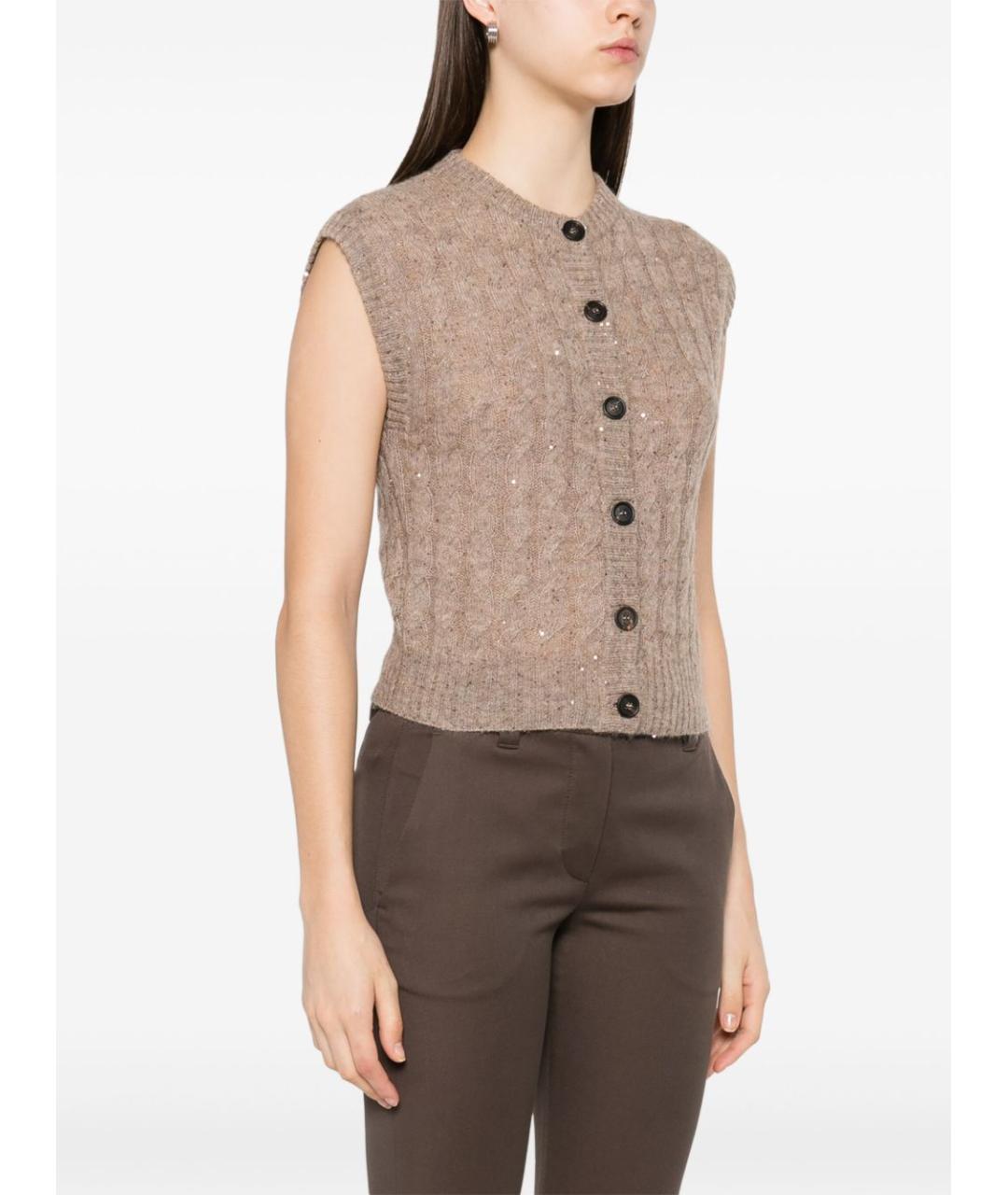 BRUNELLO CUCINELLI Бежевая шерстяная жилетка, фото 5