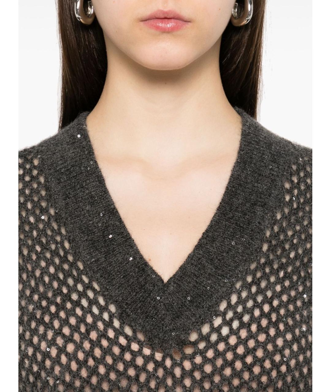 BRUNELLO CUCINELLI Серая шерстяная жилетка, фото 4