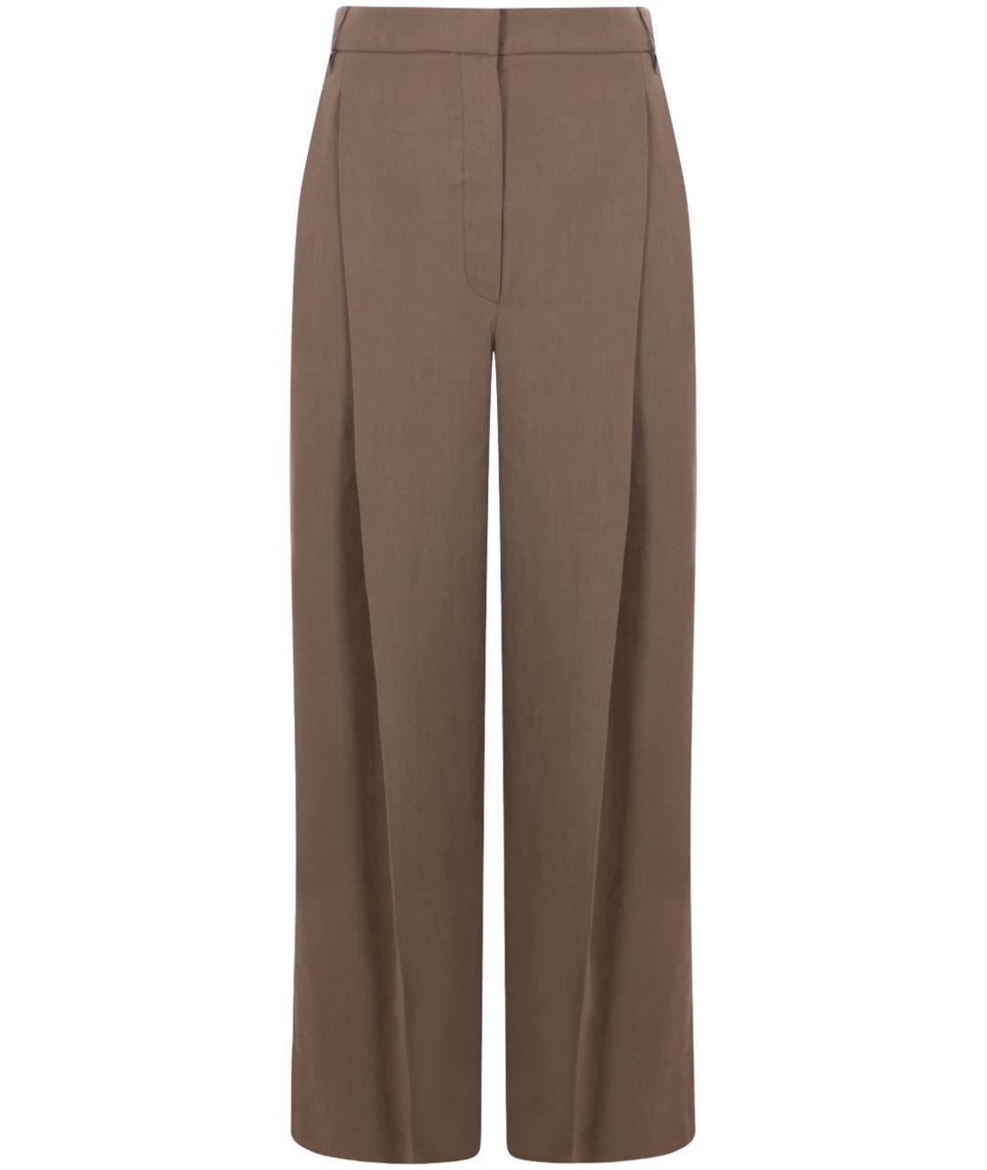 BRUNELLO CUCINELLI Коричневые льняные прямые брюки, фото 1