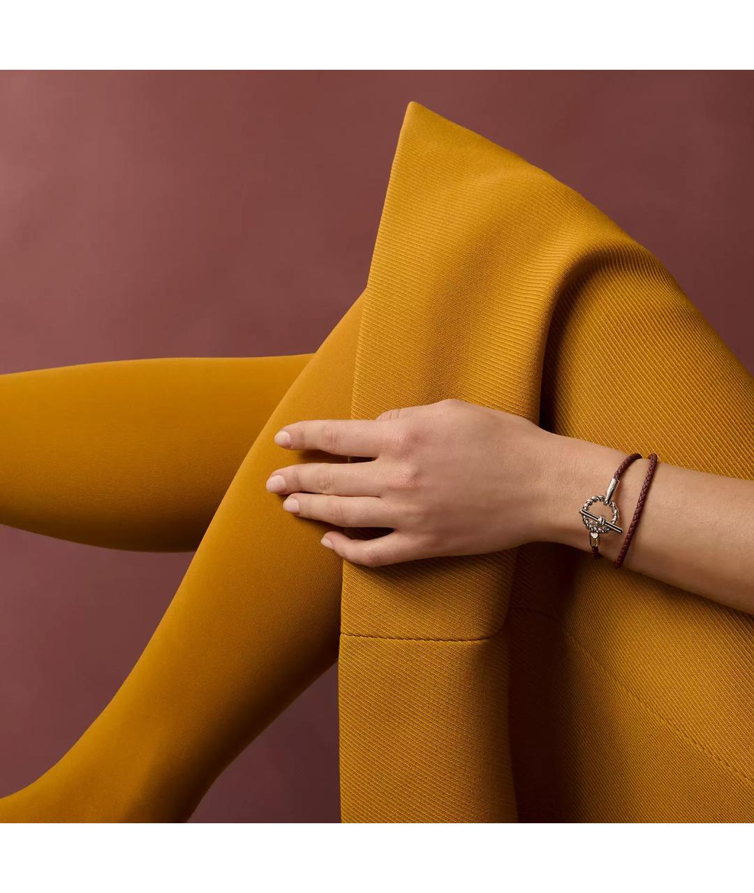 HERMES Бордовый кожаный браслет, фото 6