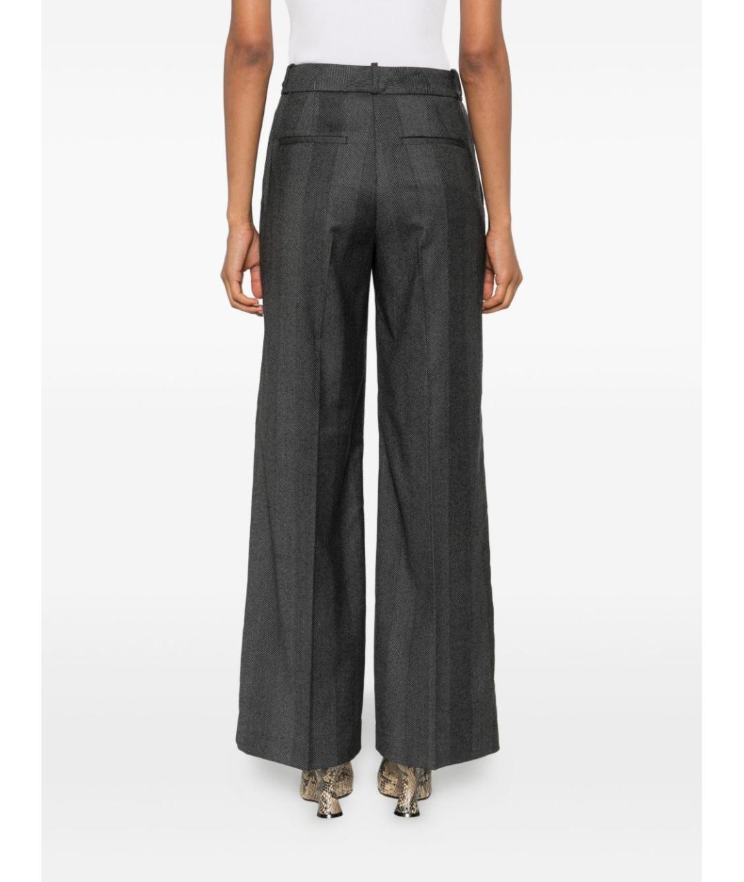 PESERICO Серые шерстяные прямые брюки, фото 4