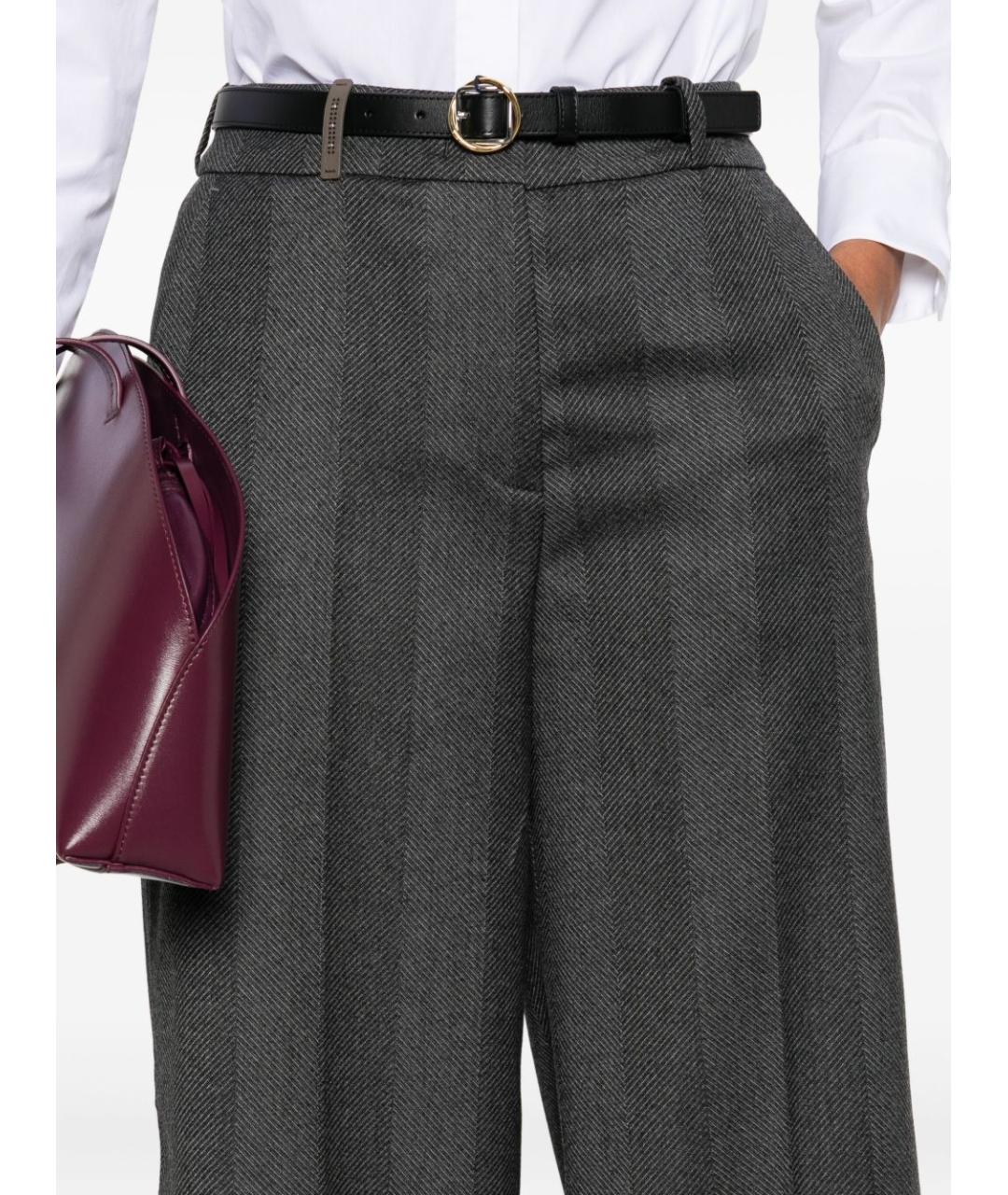 PESERICO Серые шерстяные прямые брюки, фото 5
