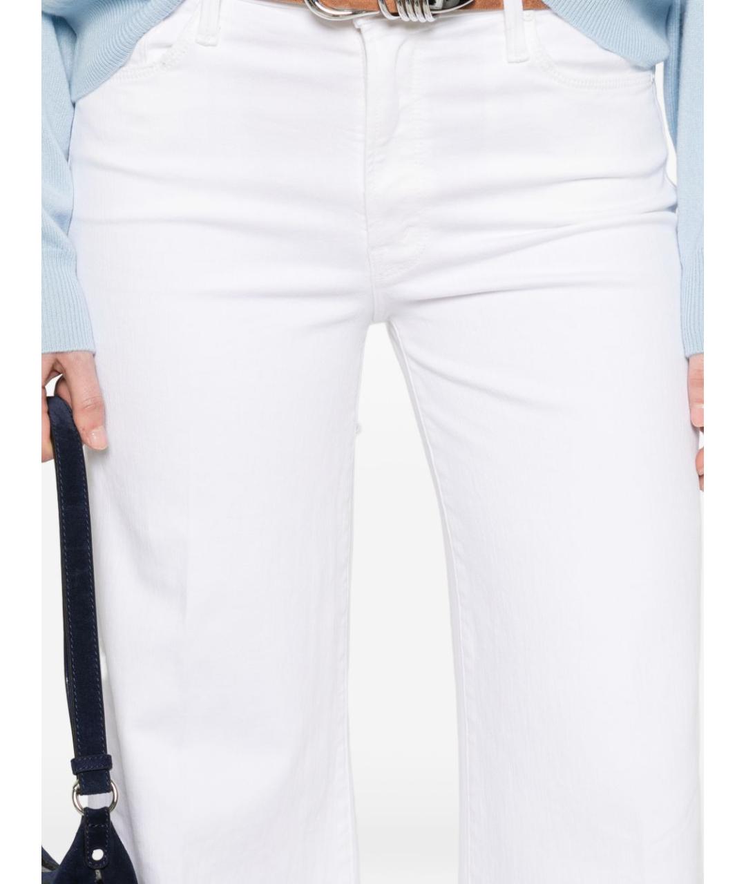 MOTHER Белые хлопковые прямые джинсы, фото 2