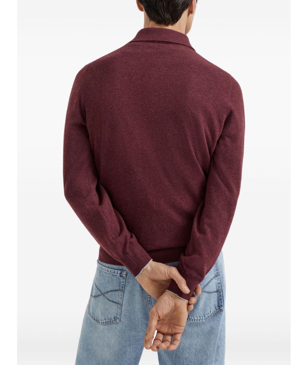 BRUNELLO CUCINELLI Бордовый кашемировый джемпер / свитер, фото 3