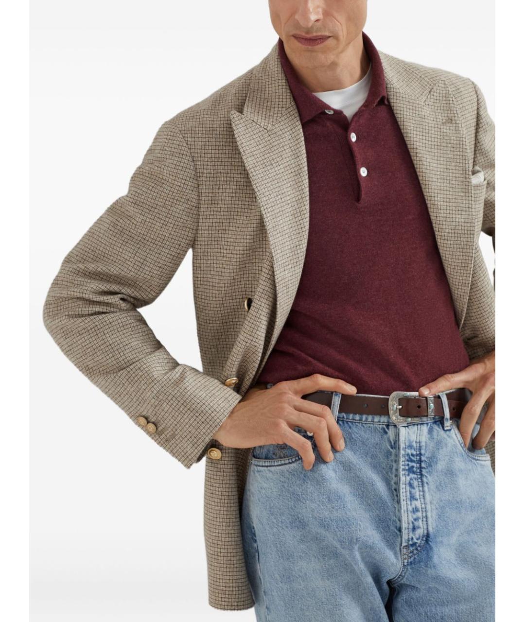 BRUNELLO CUCINELLI Бордовый кашемировый джемпер / свитер, фото 2