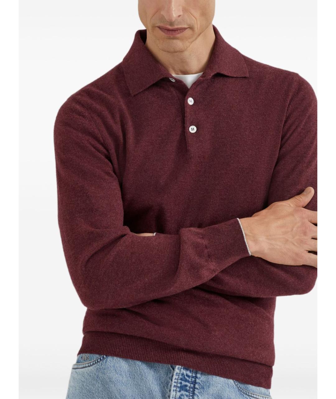 BRUNELLO CUCINELLI Бордовый кашемировый джемпер / свитер, фото 6