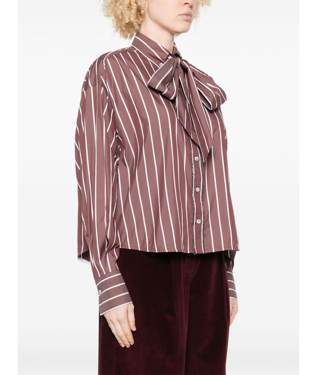 BRUNELLO CUCINELLI Бордовая хлопковая рубашка, фото 5