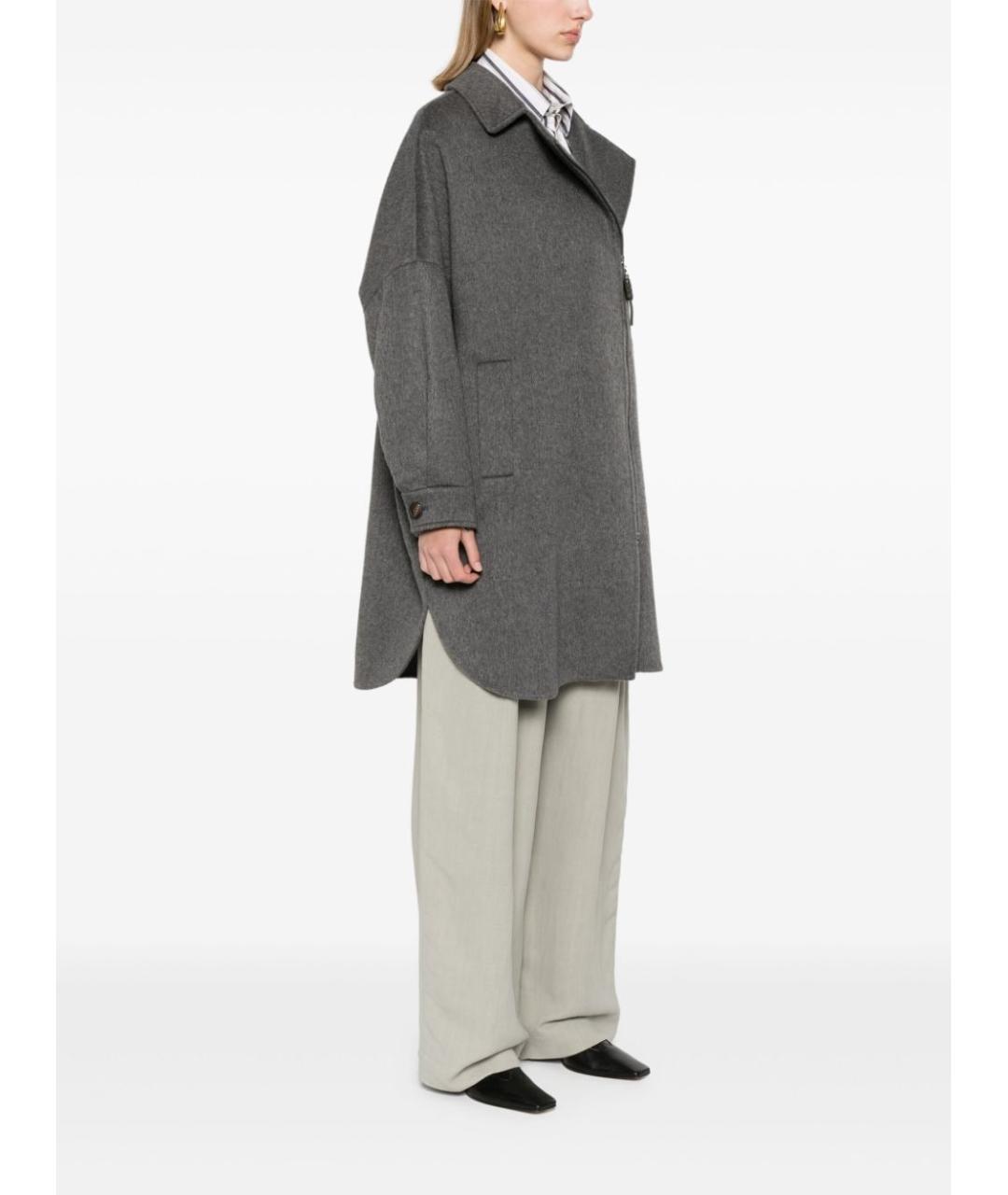 BRUNELLO CUCINELLI Серое шерстяное пальто, фото 3