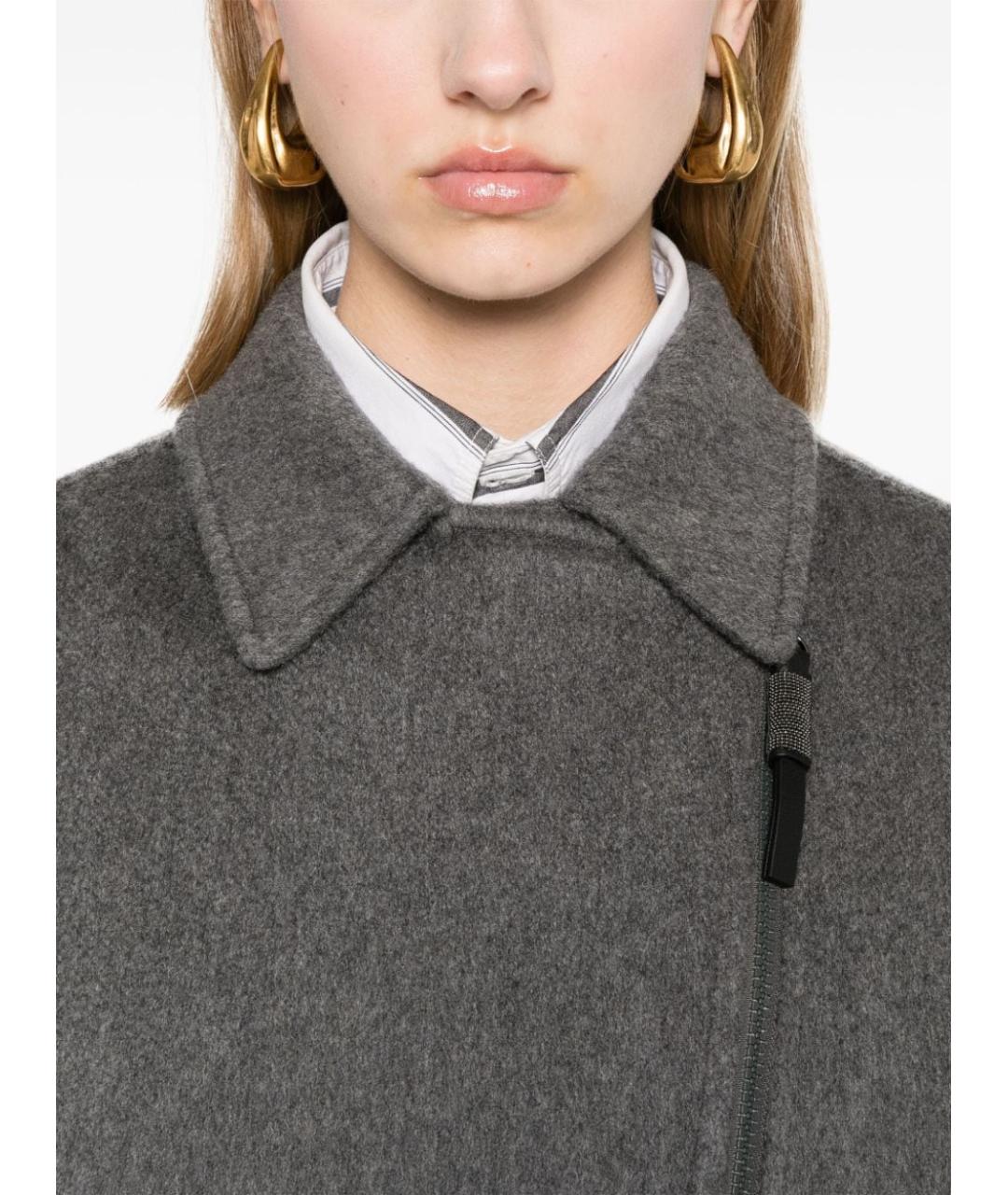 BRUNELLO CUCINELLI Серое шерстяное пальто, фото 4