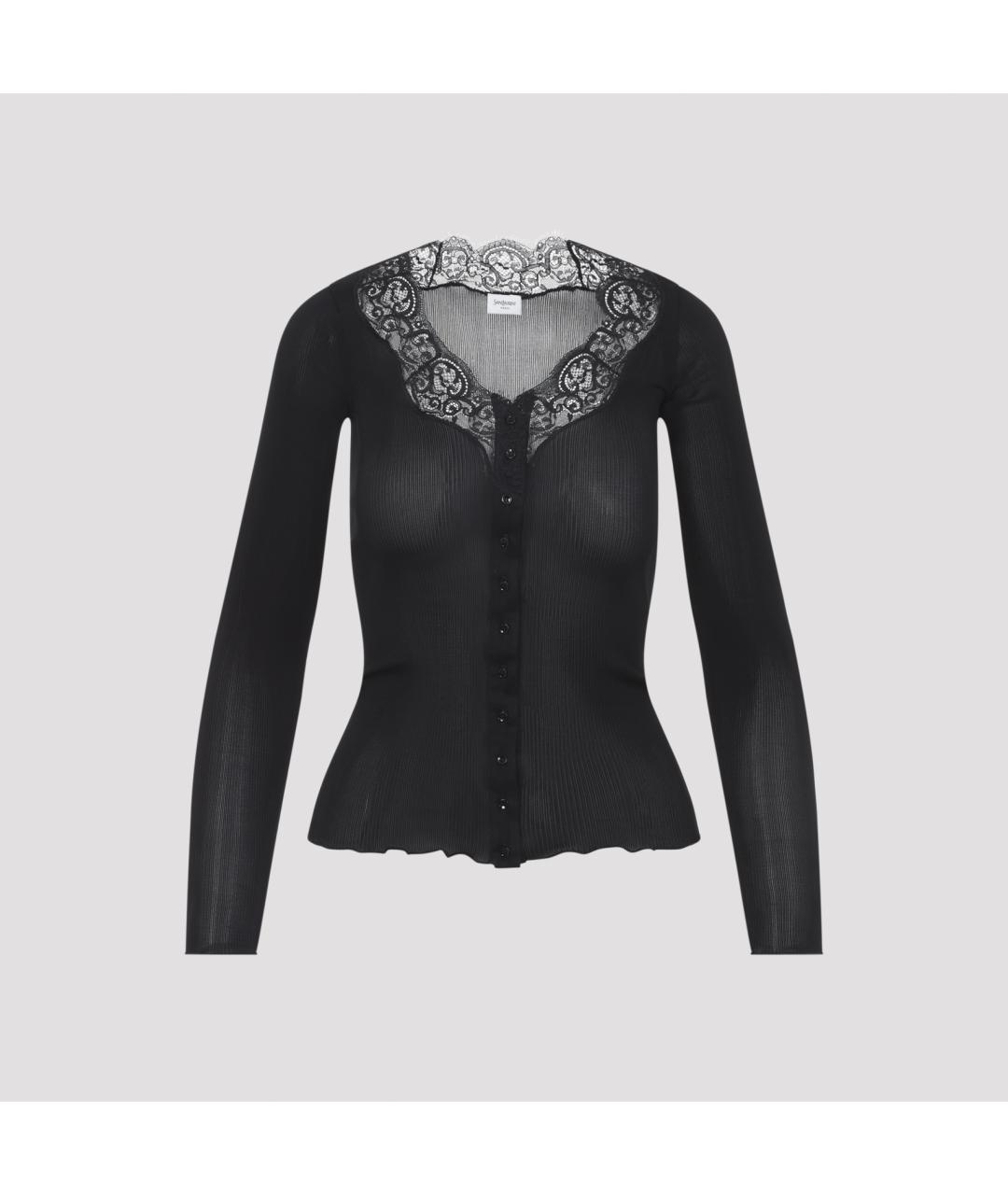 SAINT LAURENT Черный шелковый кардиган, фото 2