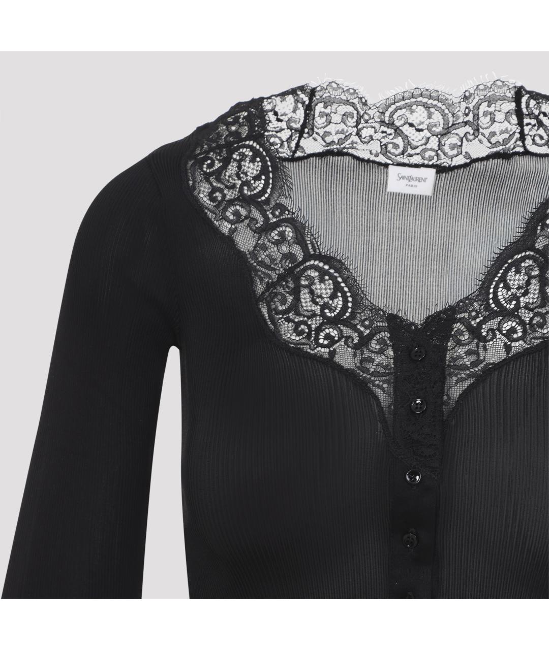 SAINT LAURENT Черный шелковый кардиган, фото 5