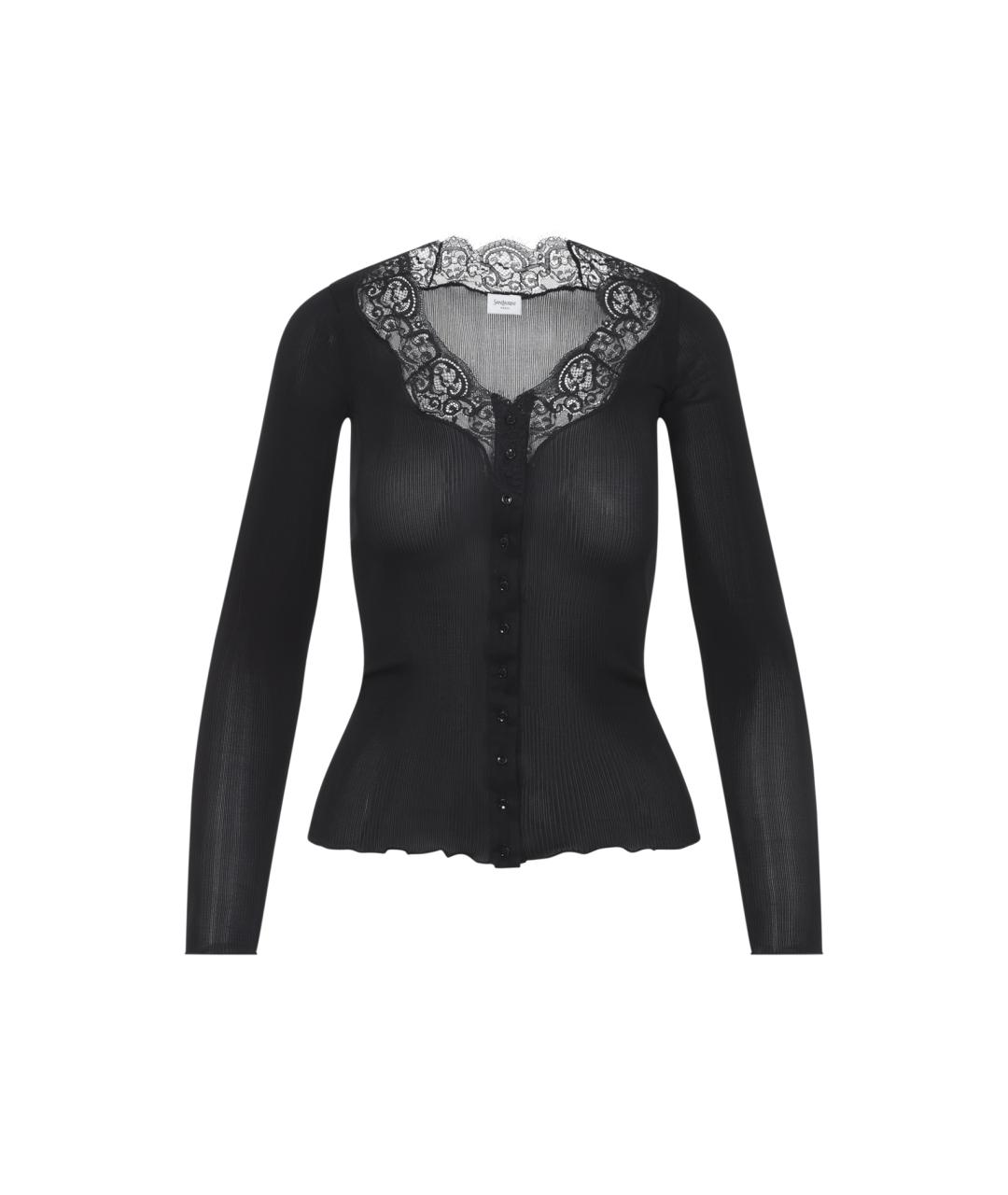 SAINT LAURENT Черный шелковый кардиган, фото 1