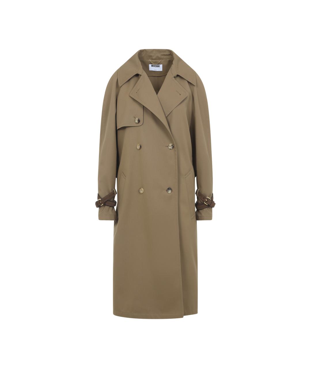 MOSCHINO Бежевый полиэстеровый тренч/плащ, фото 1