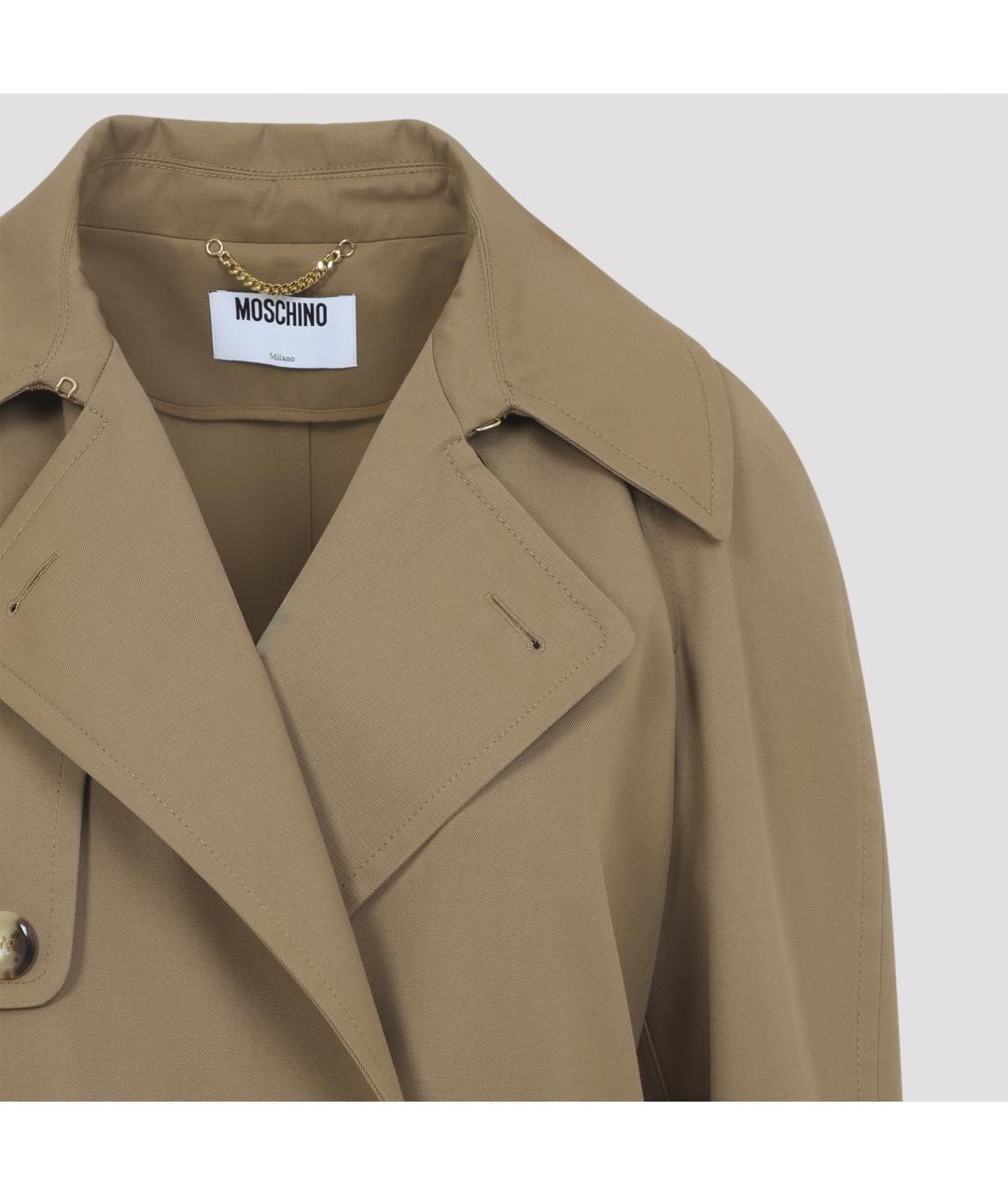 MOSCHINO Бежевый полиэстеровый тренч/плащ, фото 3
