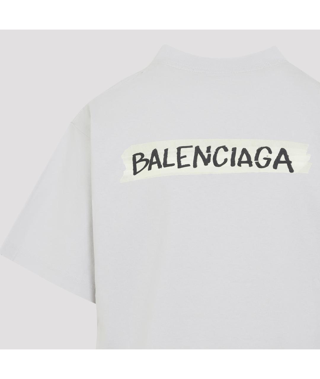 BALENCIAGA Белая хлопковая футболка, фото 5