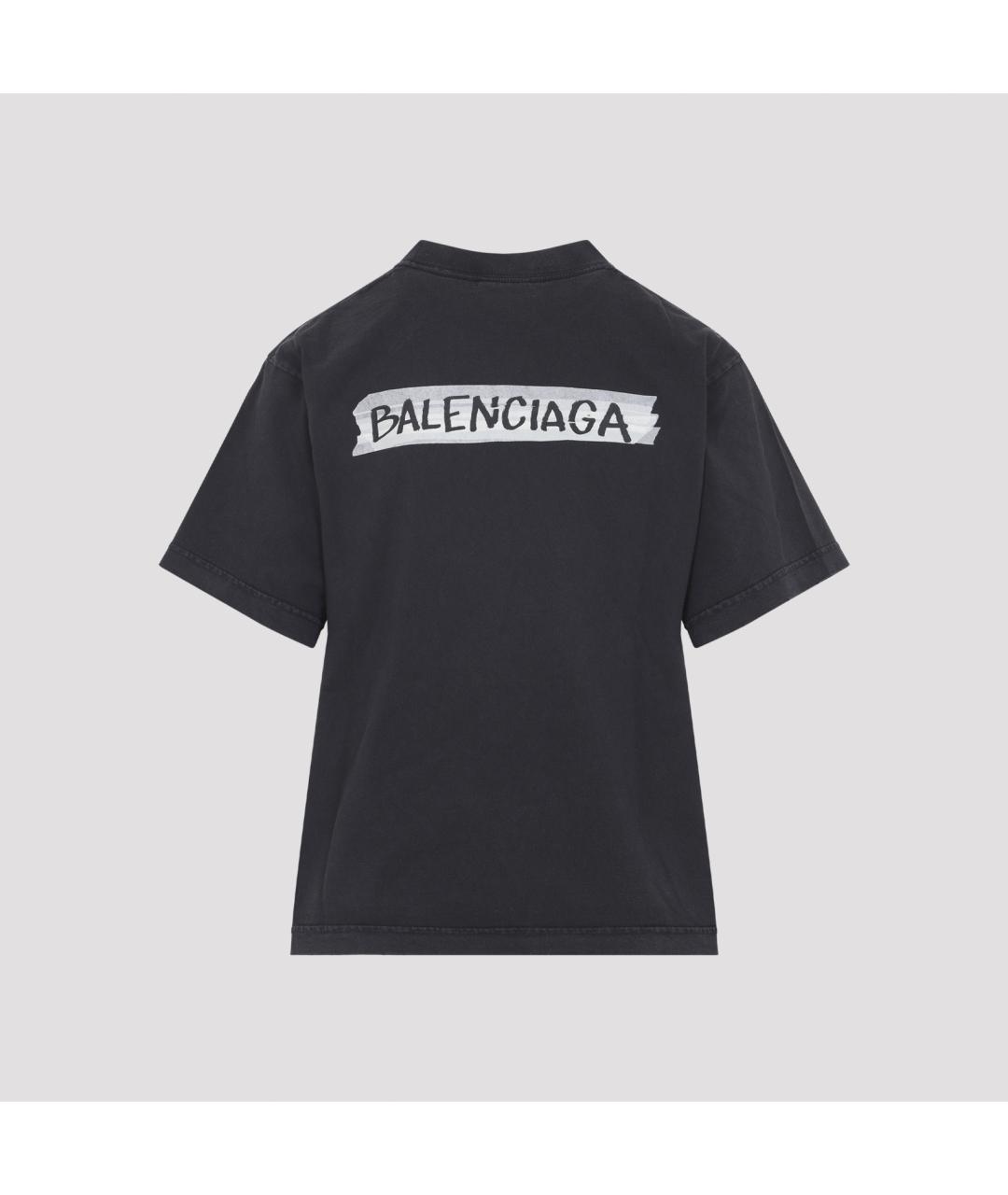 BALENCIAGA Черная хлопковая футболка, фото 4