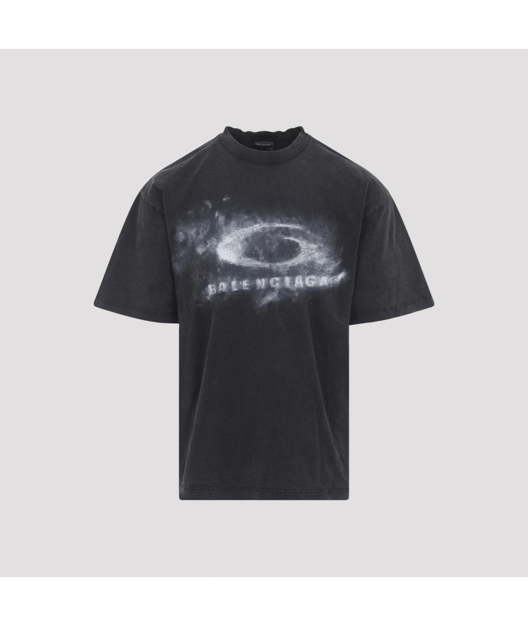 BALENCIAGA Черная хлопковая футболка, фото 2