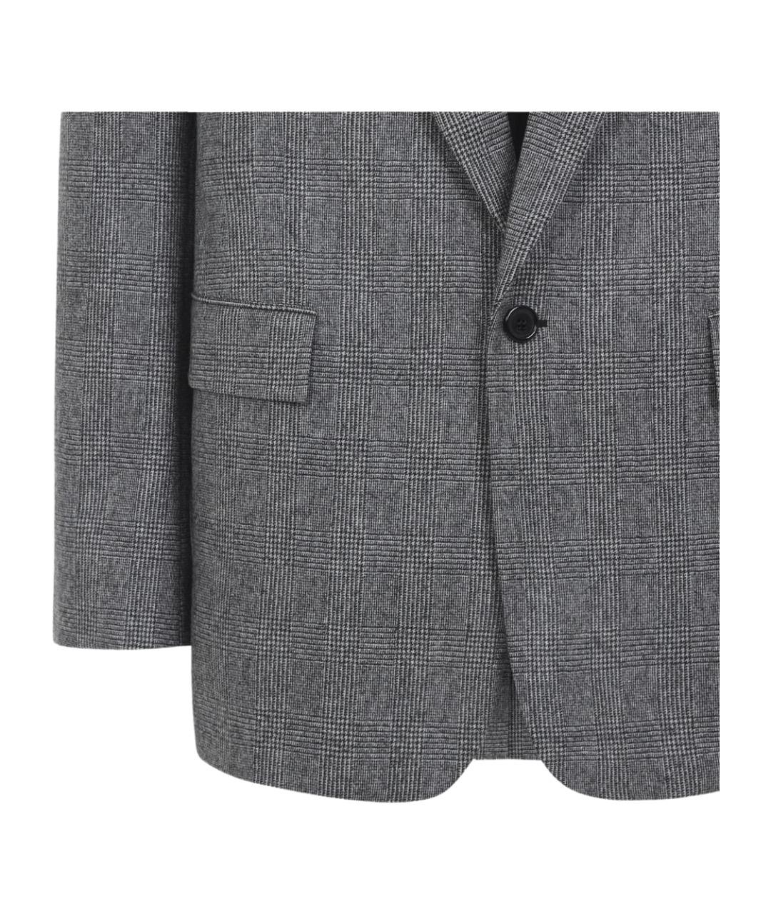 SAINT LAURENT Серый шерстяной пиджак, фото 3