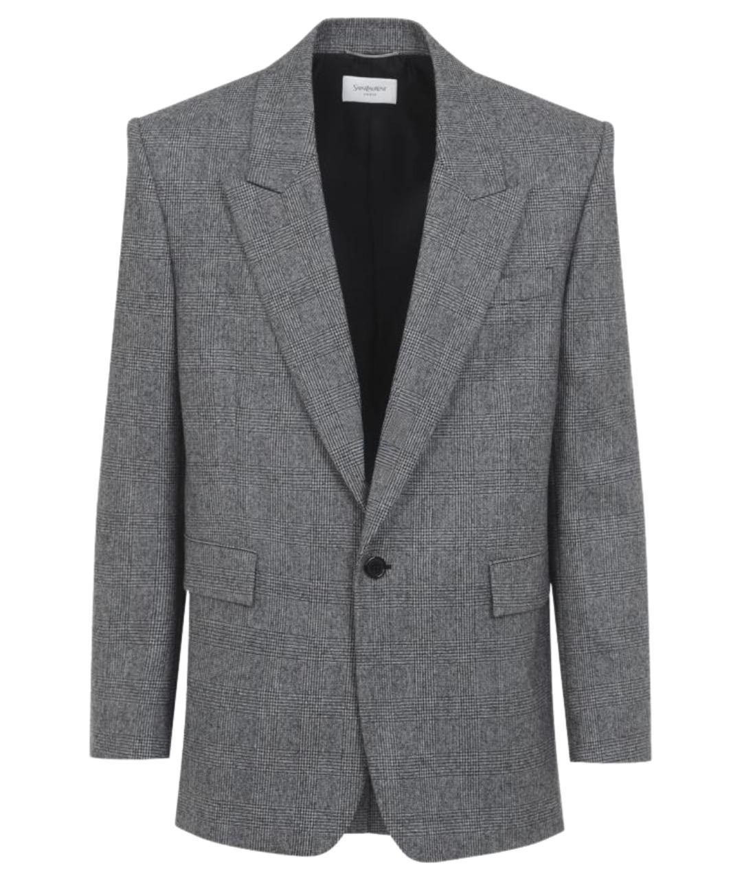 SAINT LAURENT Серый шерстяной пиджак, фото 1
