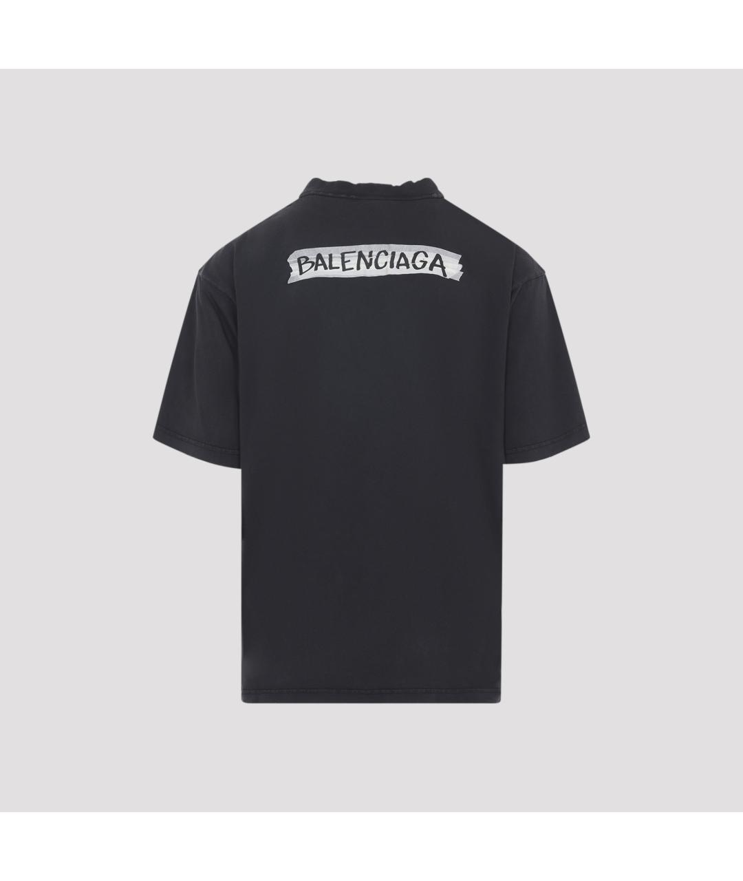 BALENCIAGA Черная хлопковая футболка, фото 4