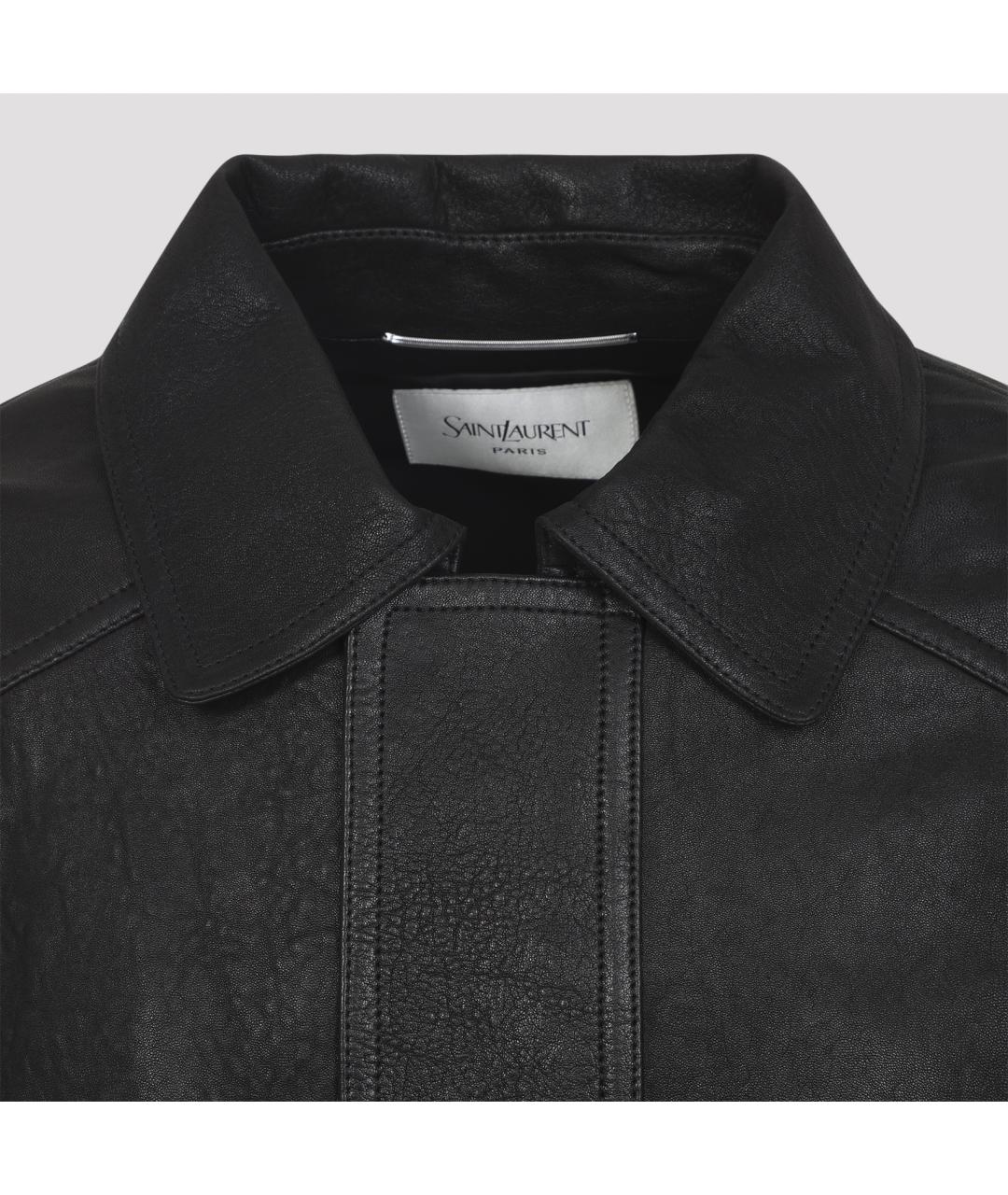 SAINT LAURENT Черная кожаная куртка, фото 6