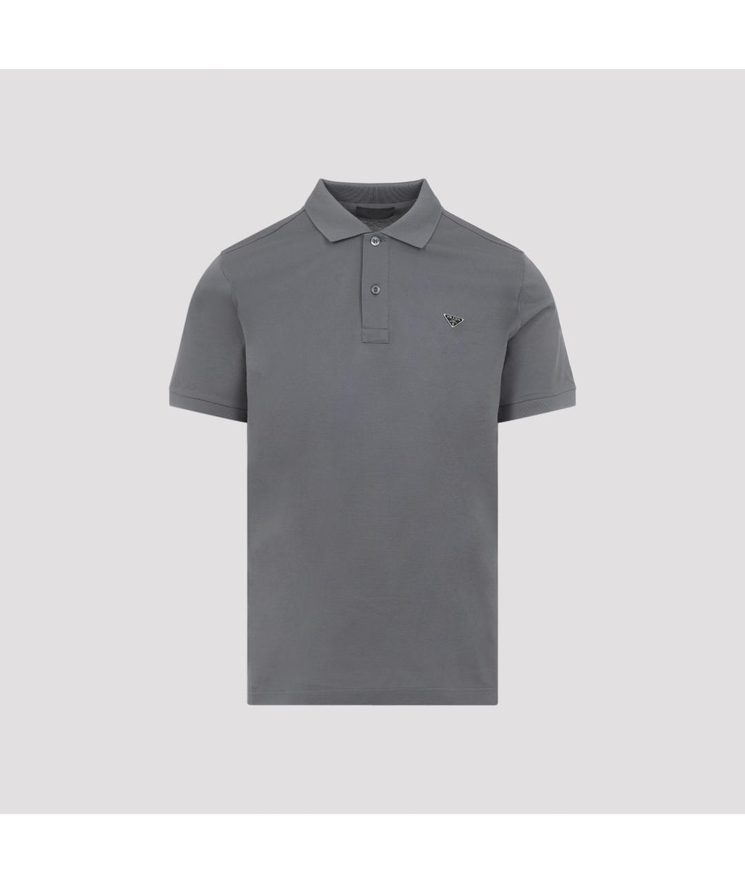 PRADA Серое хлопковое поло с коротким рукавом, фото 3