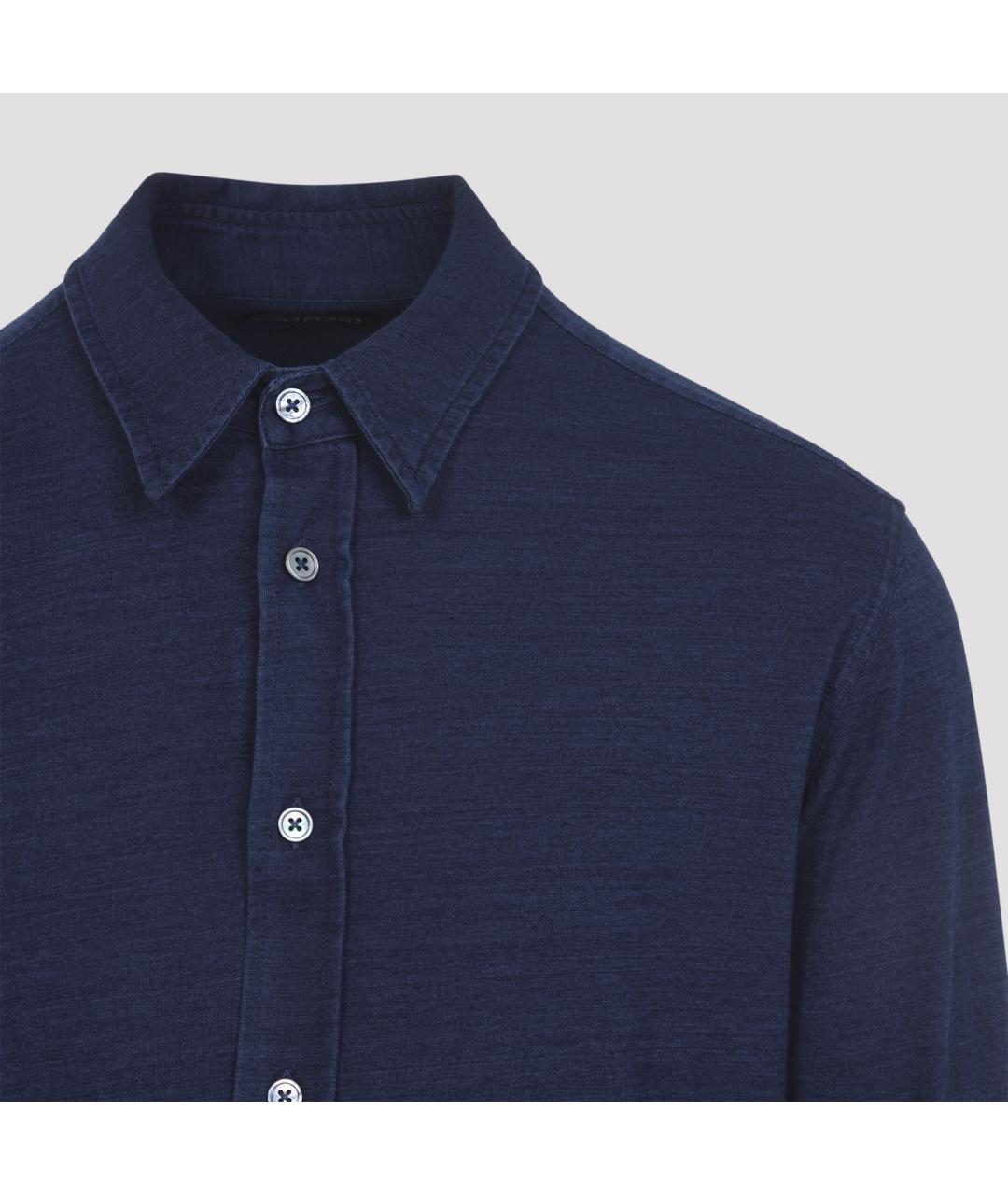 TOM FORD Синяя хлопковая кэжуал рубашка, фото 5