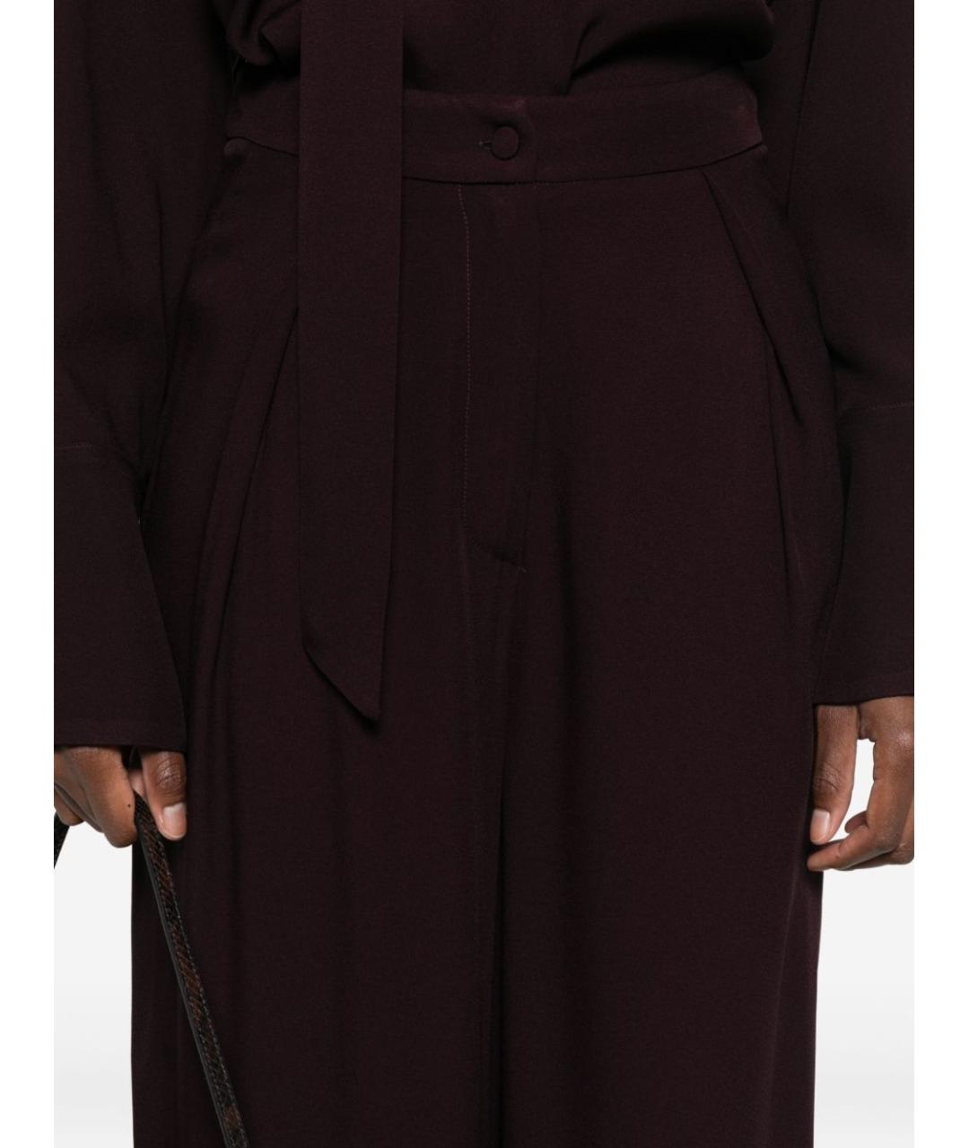 RAQUEL DINIZ Бордовые ацетатные прямые брюки, фото 4